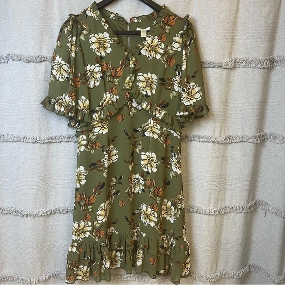 est. 1946 Dresses & Skirts - EST. 1946 olive green floral dress, size small